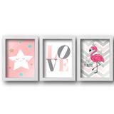 Quadros decorativos quarto de menina infantil, moldura branca