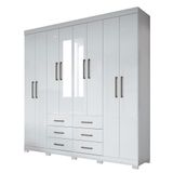 Roupeiro Casal 8prts 6 Gavetas Liverpool 8.6 Branco