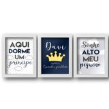 Quadros decorativos quarto de menino infantil, moldura branca