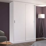 Guarda Roupa Solteiro 2 Portas de Correr 2 Gavetas MDF MM771 Espresso Móveis Branco