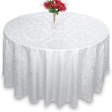 Toalha De Mesa Redonda Jacquard Branco 2,80m Festa Buffet