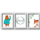 Quadros decorativos infantil com nome, moldura branca