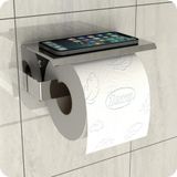 Porta Papel Higienico Com Suporte Para Celular Inox Elg