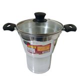 Cuscuzeira Grande De Alumínio C/tampa De Vidro 3.4l Docesar