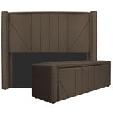 Cabeceira E Baú Queen 160cm P/cama Box - Adj Decor Marrom