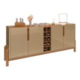 Aparador Buffet 4 Portas 190cm Champagne E Cedro Com Adega