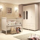 Quarto De Bebê Completo Guarda Roupa Com Janelas E Berço Mini Cama 100% Mdf Mateo Espresso Móveis