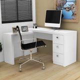 Mesa P/ Escritório Em L C/ 3 Gavetas Me 4101 Branco