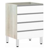 Balcão Sem Tampo Gaveteiro 60cm Lis Legno Crem E Branco Mat