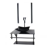 Gabinete De Vidro Para Banheiro 60cm Cuba Quadrada Preto
