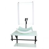 Gabinete De Vidro Para Banheiro 60cm Cuba Com Torneira Preta
