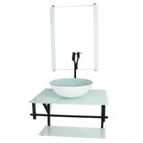 Gabinete De Vidro Para Banheiro 60cm Cuba Com Torneira Preta