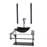 Gabinete De Vidro Para Banheiro 60cm Cuba Com Torneira Preta