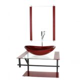 Gabinete De Vidro P/ Banheiro 60cm Cuba Com Torneira Cromada