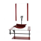 Gabinete De Vidro Para Banheiro 60cm Cuba Com Torneira Preta