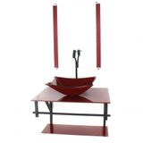 Gabinete De Vidro P/ Banheiro 60cm Cuba Retangular Vermelho