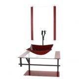 Gabinete De Vidro Para Banheiro 60cm Cuba Com Torneira Preta