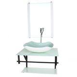 Gabinete De Vidro P/ Banheiro 60cm Cuba Com Torneira Cromada