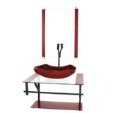 Gabinete De Vidro Para Banheiro 60cm Cuba Abaulada Vermelho