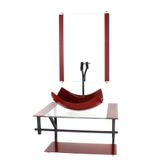 Gabinete De Vidro Para Banheiro 60cm Cuba Com Torneira Preta