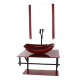 Gabinete De Vidro Para Banheiro 60cm Cuba Com Torneira Preta