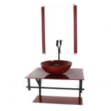 Gabinete De Vidro Para Banheiro 60cm Cuba Com Torneira Preta