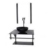 Gabinete De Vidro Para Banheiro 60cm Cuba Com Torneira Preta