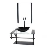 Gabinete De Vidro Para Banheiro 60cm Cuba Com Torneira Preta