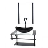 Gabinete De Vidro Para Banheiro 60cm Cuba Com Torneira Preta