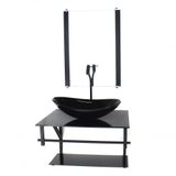 Gabinete De Vidro Para Banheiro 60cm Cuba Com Torneira Preta