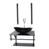 Gabinete De Vidro P/ Banheiro 60cm Cuba Com Torneira Cromada