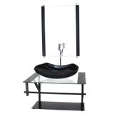 Gabinete De Vidro P/ Banheiro 60cm Cuba Com Torneira Cromada