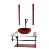 Gabinete De Vidro Para Banheiro 60cm Cuba Redonda Vermelho Cereja