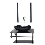 Gabinete De Vidro P/ Banheiro 60cm Cuba Com Torneira Cromada