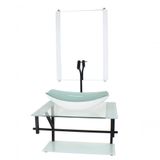 Gabinete De Vidro Para Banheiro 60cm Cuba Oval Branco