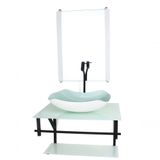 Gabinete De Vidro Para Banheiro 60cm Cuba Abaulada Branco