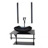 Gabinete De Vidro Para Banheiro 60cm Cuba Com Torneira Preta