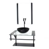 Gabinete De Vidro Para Banheiro 60cm Cuba Redonda Preto