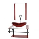 Gabinete De Vidro Para Banheiro 60cm Cuba Com Torneira Preta