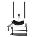 Gabinete De Vidro Para Banheiro 60cm Cuba Com Torneira Preta