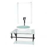 Gabinete De Vidro Para Banheiro 60cm Cuba Com Torneira Preta