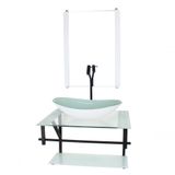 Gabinete De Vidro Para Banheiro 60cm Cuba Com Torneira Preta