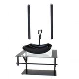 Gabinete De Vidro Para Banheiro 60cm Cuba Com Torneira Preta