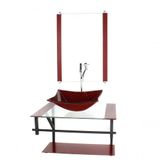 Gabinete De Vidro P/ Banheiro 60cm Cuba Com Torneira Cromada