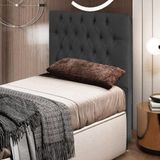 Cabeceira Diamante Cama Box Solteiro 90cm Linho Grafite