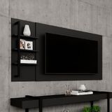 Painel Para Tv Até 50 Pol. Prateleiras Preto Fosco Carraro