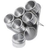 Conjunto Com 6 Porta Temperos De Aço Inox Com Suporte Imantado - Bon Gourmet