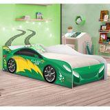 Cama Carro Infantil Raios Verde Com Colchão