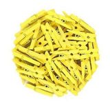 Pacote 100 Mini Prendedores Em Madeira 25 Mm - Amarelo