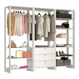 Guarda Roupa Closet 3 Peças com 2 Cabideiros 3 Gavetas e 10 Nichos Yes Nova Mobile Branco